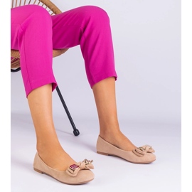 Beige classic ballerinas with a MASOL bow 1