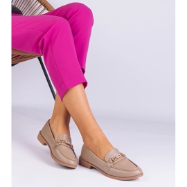 Women's brown loafers with decoration and zircons 2