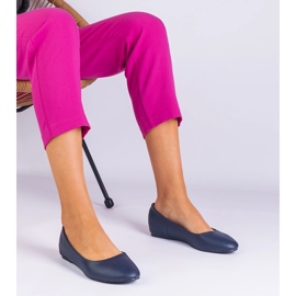 Navy ballerinas on a hidden wedge of eco -leather blue 1