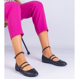 Black ballerinas made of eco -leather with buckles 1