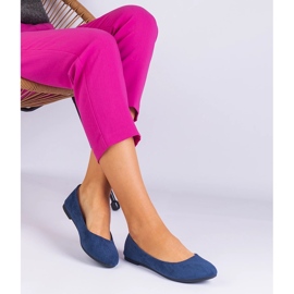 Women's navy blue ballerinas suede 1