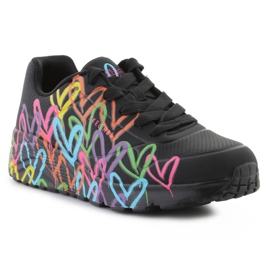 Skechers UNO LTE shoes - Spread The Love 314064L -BKMT Colorful hearts black 1