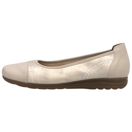 Women's leather ballerinas with zircons comfortable gold/beige Rieker L9353-62 2 Women's leather ballerinas with zircons comfortable gold/beige Rieker L9353-62 2