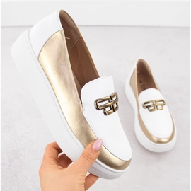 Women's leather shoes on the platform white gold T.Sokolski W25-499 1