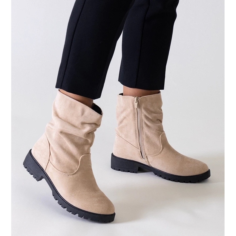 Black workers women's winter boots with a thick sole, black ankle boots with a zipper 2