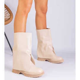 Beige boots with a folded upper 2