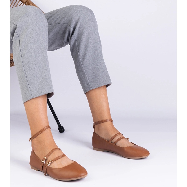 Brown ballerinas made of eco -leather with buckles 1 Brown ballerinas made of eco -leather with buckles 1