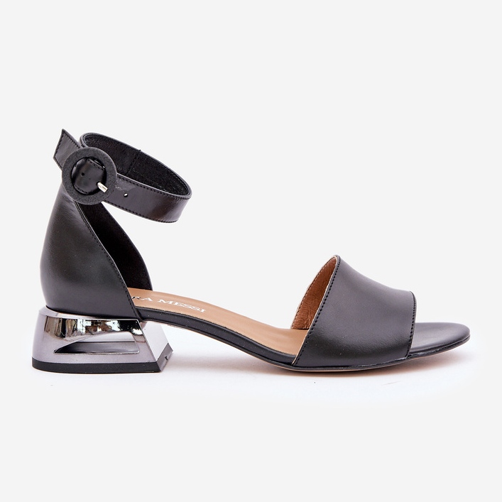 Leather Sandals On Silver Heel Laura Messi 2143 Black 1 Leather Sandals On Silver Heel Laura Messi 2143 Black 1