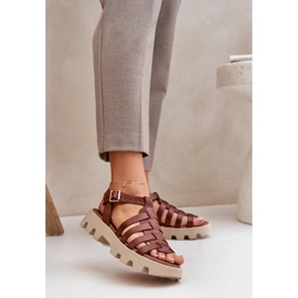 Women's leather sandals Zazoo 3695 brown 2