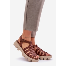 Women's leather sandals Zazoo 3695 brown 1