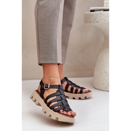 Women's leather sandals Zazoo 3695 black 2