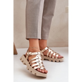 Women's leather sandals Zazoo 3695 PLN golden 2