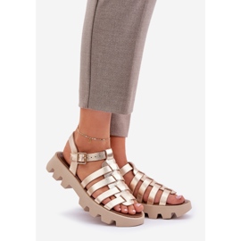 Women's leather sandals Zazoo 3695 PLN golden 1