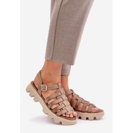 Women's leather sandals Zazoo 3695 beige 1
