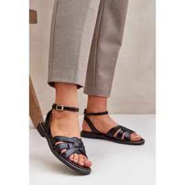 Women's leather sandals with flat heels Zazoo 3688 black 2 Women's leather sandals with flat heels Zazoo 3688 black 2