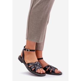 Women's leather sandals with flat heels Zazoo 3688 black 1 Women's leather sandals with flat heels Zazoo 3688 black 1