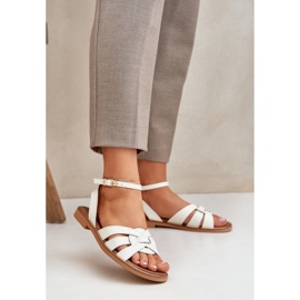 Lewski Shoes Zazoo 3688 Ecru, flat football sandals white 2