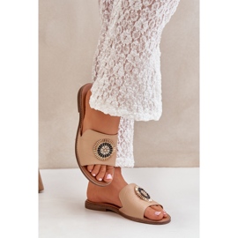 Lewski Shoes Leather flip flops with flat -heeled Lewski 3047/O beige brown 2 Lewski Shoes Leather flip flops with flat -heeled Lewski 3047/O beige brown 2