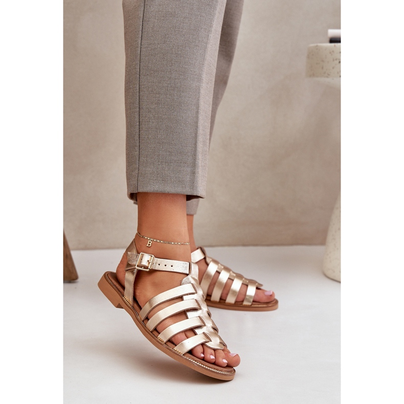 Leather sandals with flat heels Zazoo 3686 zlotys golden 2 Leather sandals with flat heels Zazoo 3686 zlotys golden 2