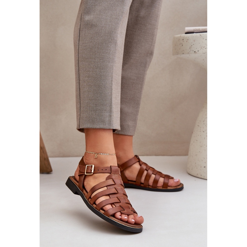 Leather sandals with flat heels Zazoo 3686 Camel brown 2 Leather sandals with flat heels Zazoo 3686 Camel brown 2