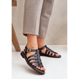 Leather sandals with flat heels Zazoo 3686 Black 2 Leather sandals with flat heels Zazoo 3686 Black 2