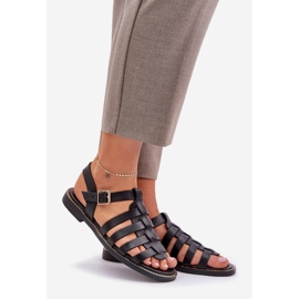 Leather sandals with flat heels Zazoo 3686 Black 1 Leather sandals with flat heels Zazoo 3686 Black 1