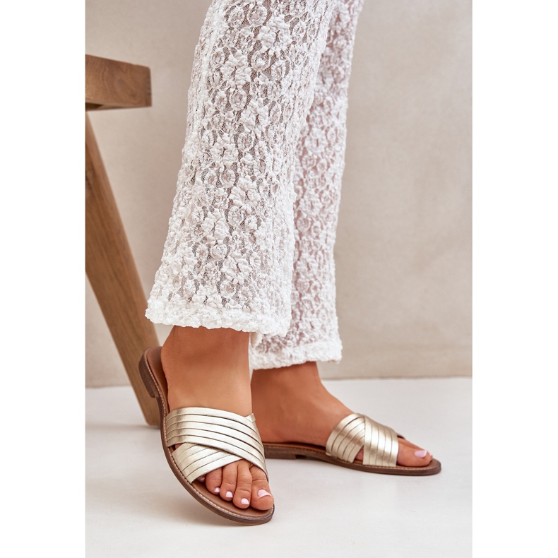 Leather Women's Lewski Shoes 3682 PLN golden 2
