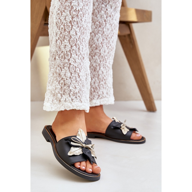 Slippers with decoration Natural leather Zazoo 3574/Z Black 2 Slippers with decoration Natural leather Zazoo 3574/Z Black 2