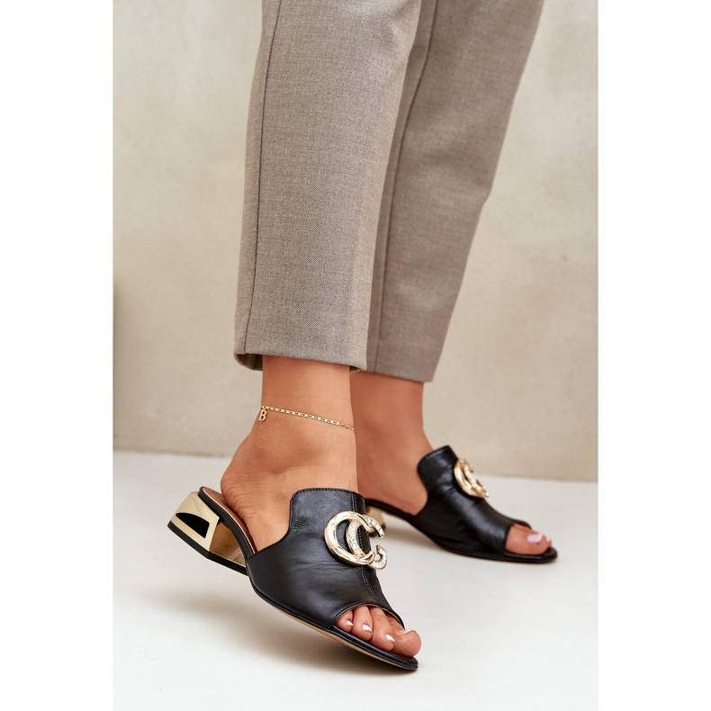 Elegant leather women's low -heels Laura Messi 2874 black 2 Elegant leather women's low -heels Laura Messi 2874 black 2