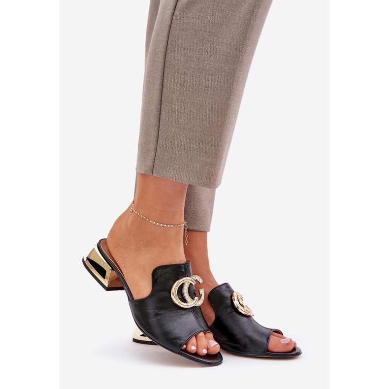 Elegant leather women's low -heels Laura Messi 2874 black 1 Elegant leather women's low -heels Laura Messi 2874 black 1