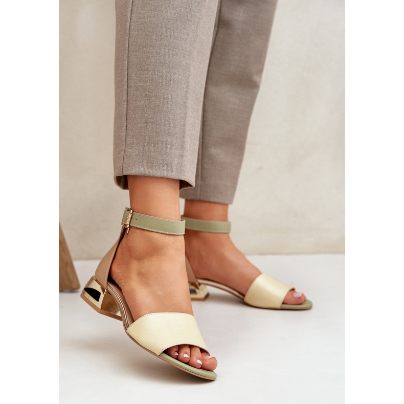 Leather Sandals On Gold Heels Laura Messi 2143 Beige 2 Leather Sandals On Gold Heels Laura Messi 2143 Beige 2