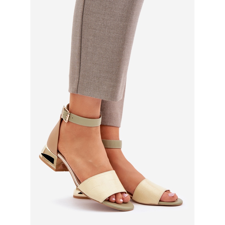 Leather Sandals On Gold Heels Laura Messi 2143 Beige 1 Leather Sandals On Gold Heels Laura Messi 2143 Beige 1