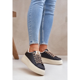 Sneakers on a platform with decorative laces black 1