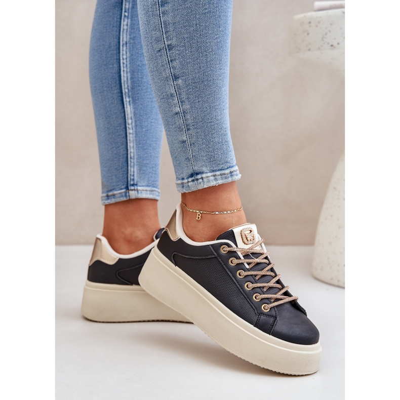 Sneakers on a platform with decorative laces black 2