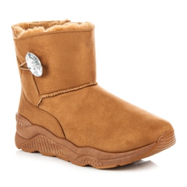 Anesia Paris Snow boots fastened with a button brown multicolored 1