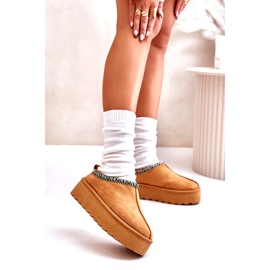 Women's slippers on the platform with Camel embroidery beige 2