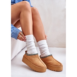 Women's slippers on the platform with Camel embroidery beige 5