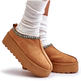 Women's slippers on the platform with Camel embroidery beige 6