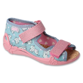 Befado Children's slippers with kittens Cork insert 342p040 blue/pink 1