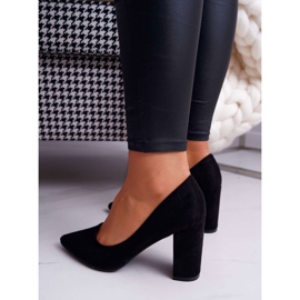 Women's pumps on the Black Florena suede post 2