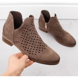 Suede ankle boots with a cutout Vinceza W JAN283A brown 1