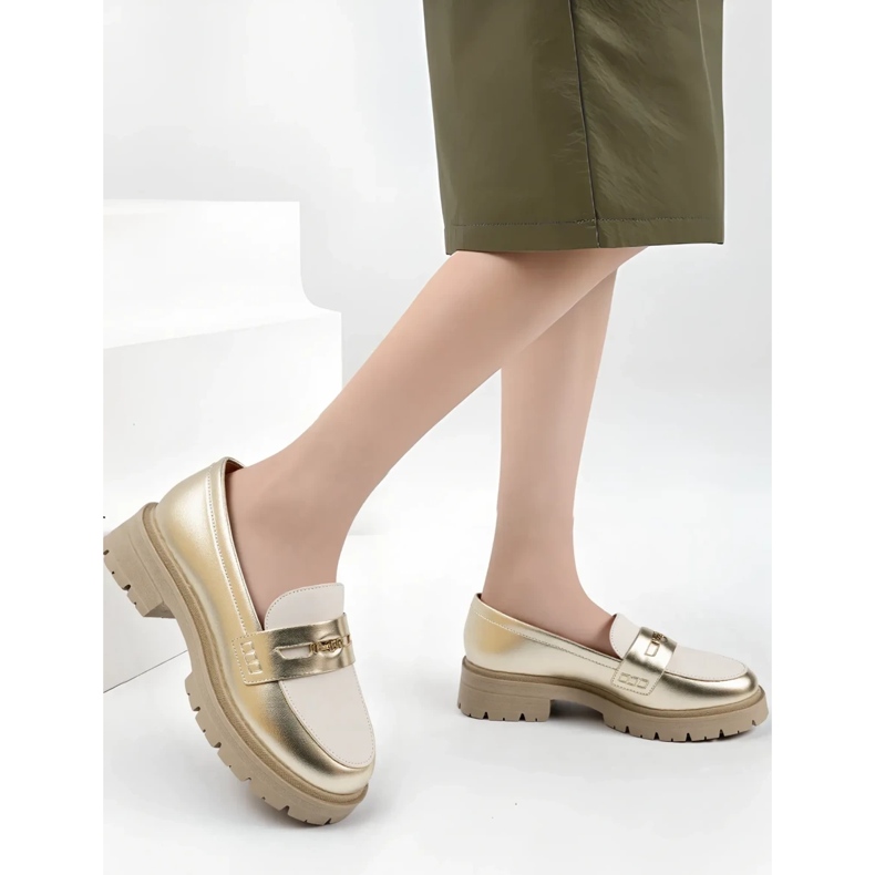Women's Gold loafers golden 2