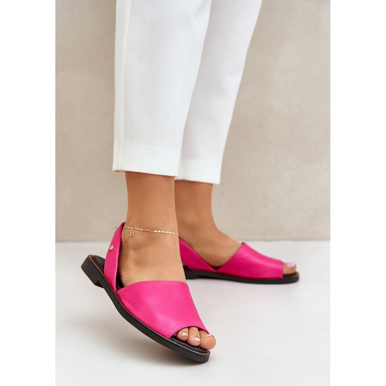 Leather sliding sandals Zazoo 40327 FUKSJA pink 2