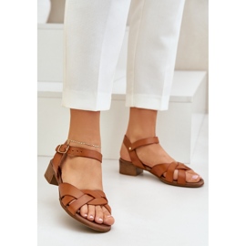 Leather sandals with a delicate heel Zazoo 40372 brown 2 Leather sandals with a delicate heel Zazoo 40372 brown 2