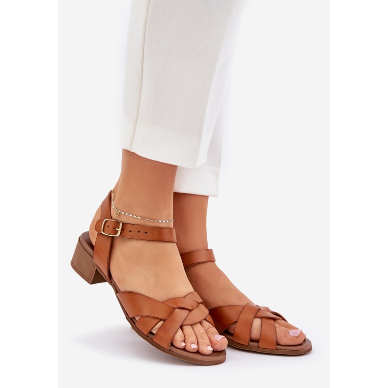 Leather sandals with a delicate heel Zazoo 40372 brown 1