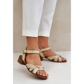 Leather sandals with a delicate heel Zazoo 40372 light beige 2