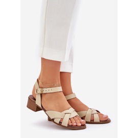 Leather sandals with a delicate heel Zazoo 40372 light beige 1