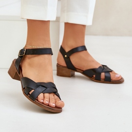 Leather sandals with a delicate heel Zazoo 40372 black 2