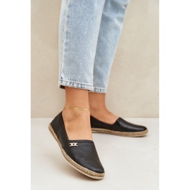 Elegant leather espadrilles Women's Zazoo 10177 Black 2