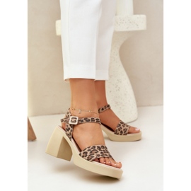 Zazoo 40386 Women's leather sandals on the brown brown-beige leopard 2 Zazoo 40386 Women's leather sandals on the brown brown-beige leopard 2